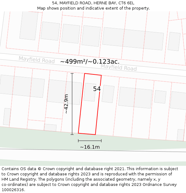 54, MAYFIELD ROAD, HERNE BAY, CT6 6EL: Plot and title map