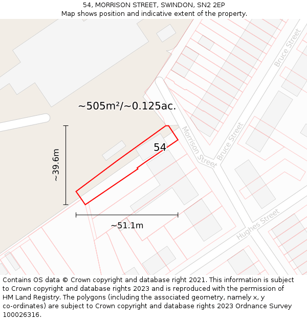54, MORRISON STREET, SWINDON, SN2 2EP: Plot and title map