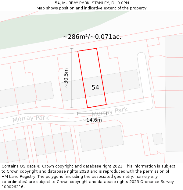 54, MURRAY PARK, STANLEY, DH9 0PN: Plot and title map