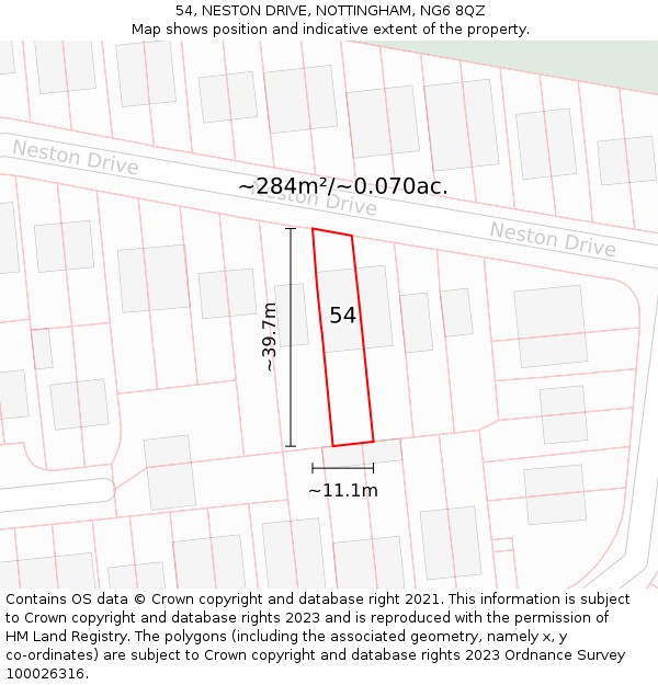 54, NESTON DRIVE, NOTTINGHAM, NG6 8QZ: Plot and title map