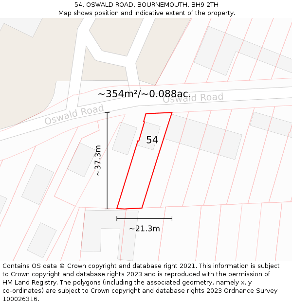 54, OSWALD ROAD, BOURNEMOUTH, BH9 2TH: Plot and title map