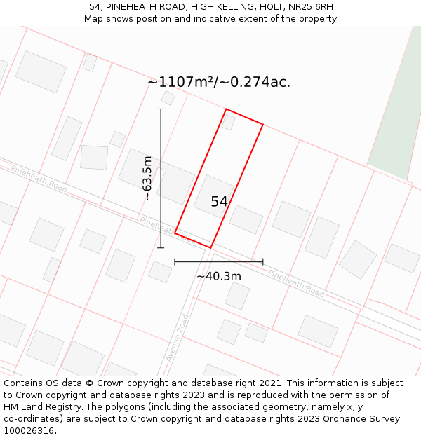 54, PINEHEATH ROAD, HIGH KELLING, HOLT, NR25 6RH: Plot and title map