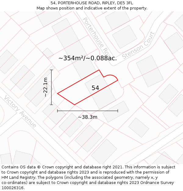 54, PORTERHOUSE ROAD, RIPLEY, DE5 3FL: Plot and title map