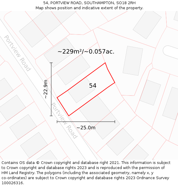 54, PORTVIEW ROAD, SOUTHAMPTON, SO18 2RH: Plot and title map