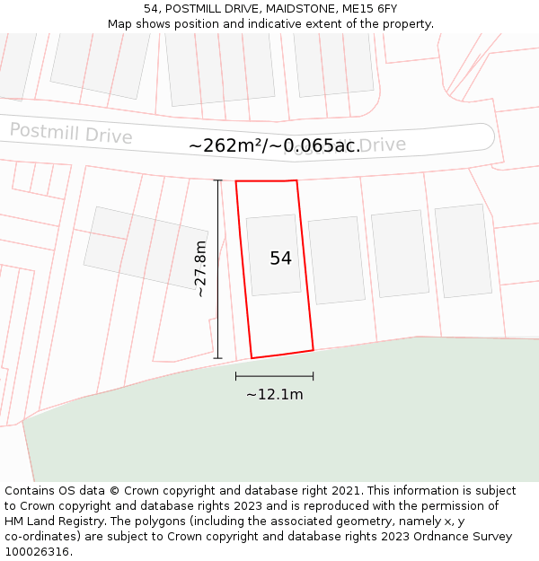 54, POSTMILL DRIVE, MAIDSTONE, ME15 6FY: Plot and title map