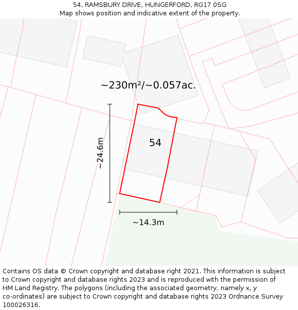 54, RAMSBURY DRIVE, HUNGERFORD, RG17 0SG: Plot and title map