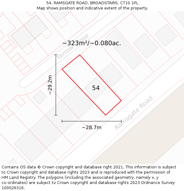 54, RAMSGATE ROAD, BROADSTAIRS, CT10 1PL: Plot and title map