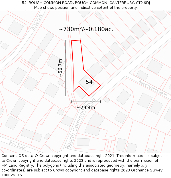 54, ROUGH COMMON ROAD, ROUGH COMMON, CANTERBURY, CT2 9DJ: Plot and title map