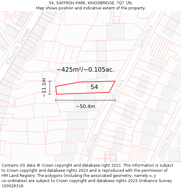 54, SAFFRON PARK, KINGSBRIDGE, TQ7 1RL: Plot and title map