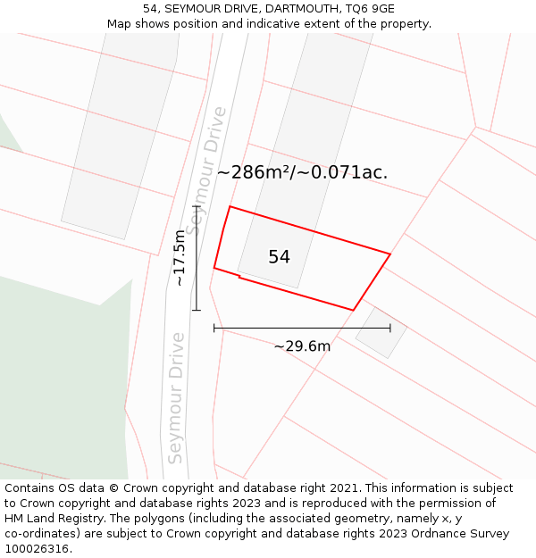 54, SEYMOUR DRIVE, DARTMOUTH, TQ6 9GE: Plot and title map