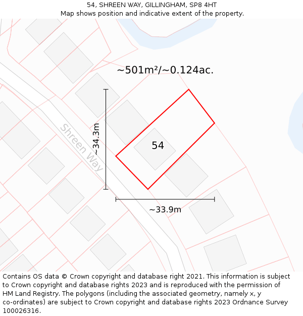 54, SHREEN WAY, GILLINGHAM, SP8 4HT: Plot and title map