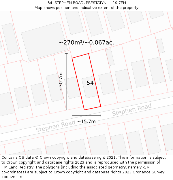 54, STEPHEN ROAD, PRESTATYN, LL19 7EH: Plot and title map