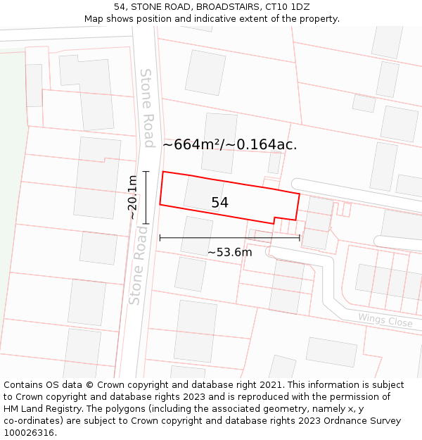 54, STONE ROAD, BROADSTAIRS, CT10 1DZ: Plot and title map