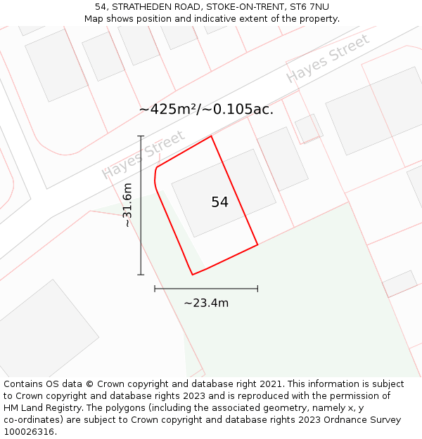 54, STRATHEDEN ROAD, STOKE-ON-TRENT, ST6 7NU: Plot and title map
