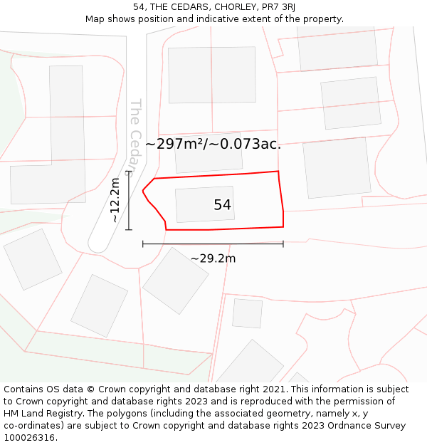 54, THE CEDARS, CHORLEY, PR7 3RJ: Plot and title map