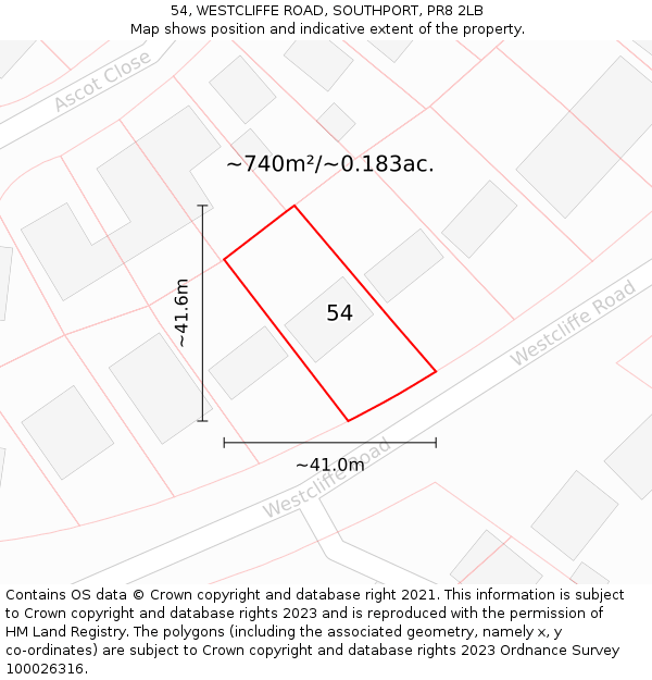 54, WESTCLIFFE ROAD, SOUTHPORT, PR8 2LB: Plot and title map