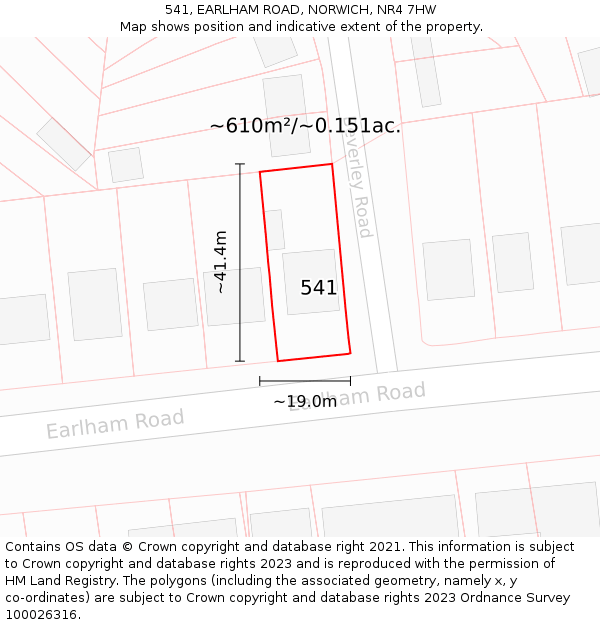 541, EARLHAM ROAD, NORWICH, NR4 7HW: Plot and title map