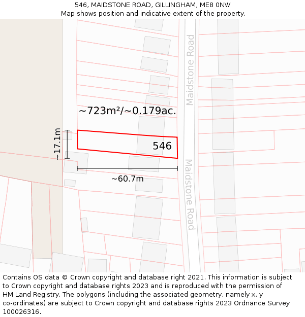 546, MAIDSTONE ROAD, GILLINGHAM, ME8 0NW: Plot and title map