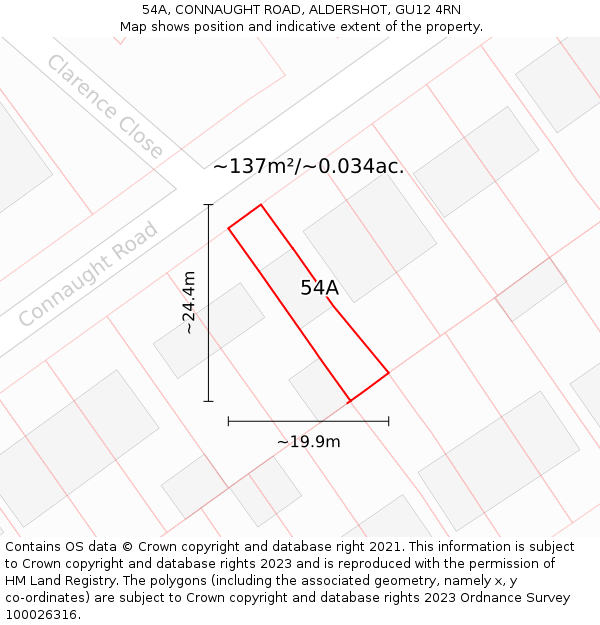 54A, CONNAUGHT ROAD, ALDERSHOT, GU12 4RN: Plot and title map