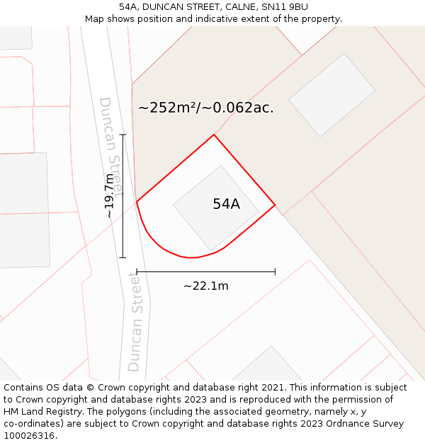 54A, DUNCAN STREET, CALNE, SN11 9BU: Plot and title map