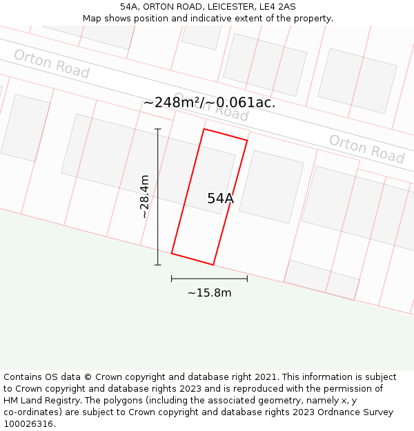 54A, ORTON ROAD, LEICESTER, LE4 2AS: Plot and title map