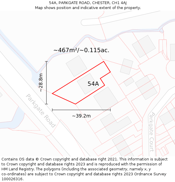 54A, PARKGATE ROAD, CHESTER, CH1 4AJ: Plot and title map