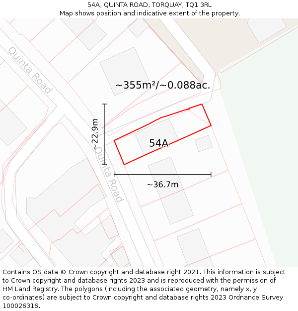 54A, QUINTA ROAD, TORQUAY, TQ1 3RL: Plot and title map