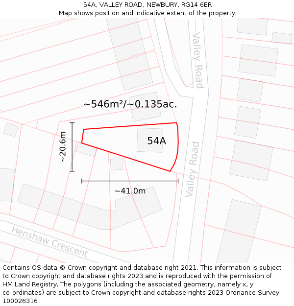 54A, VALLEY ROAD, NEWBURY, RG14 6ER: Plot and title map