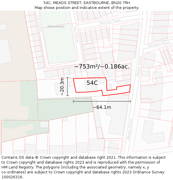 54C, MEADS STREET, EASTBOURNE, BN20 7RH: Plot and title map