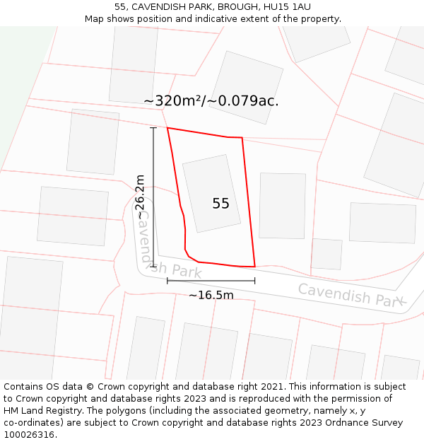 55, CAVENDISH PARK, BROUGH, HU15 1AU: Plot and title map