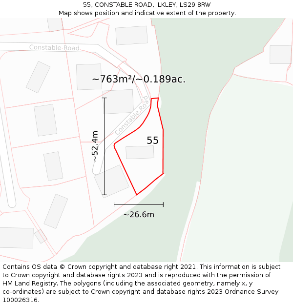 55, CONSTABLE ROAD, ILKLEY, LS29 8RW: Plot and title map