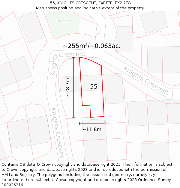 55, KNIGHTS CRESCENT, EXETER, EX2 7TG: Plot and title map