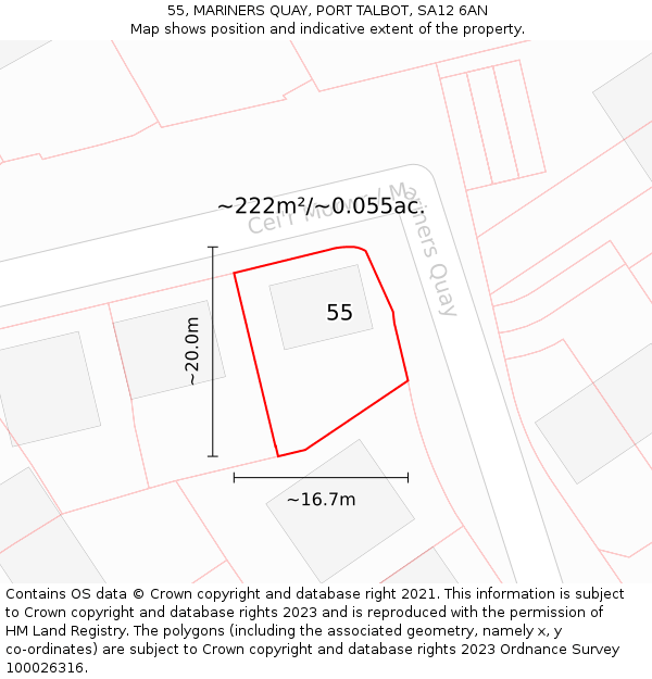 55, MARINERS QUAY, PORT TALBOT, SA12 6AN: Plot and title map