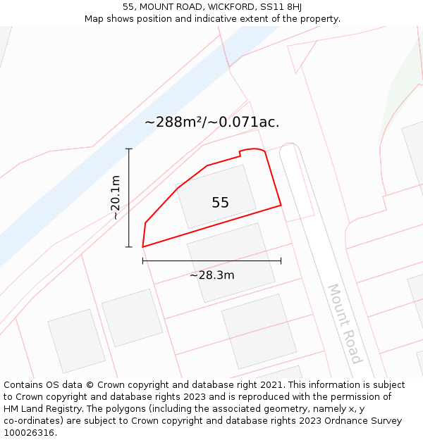 55, MOUNT ROAD, WICKFORD, SS11 8HJ: Plot and title map