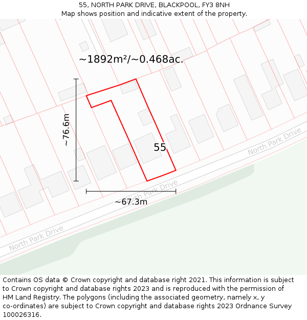 55, NORTH PARK DRIVE, BLACKPOOL, FY3 8NH: Plot and title map