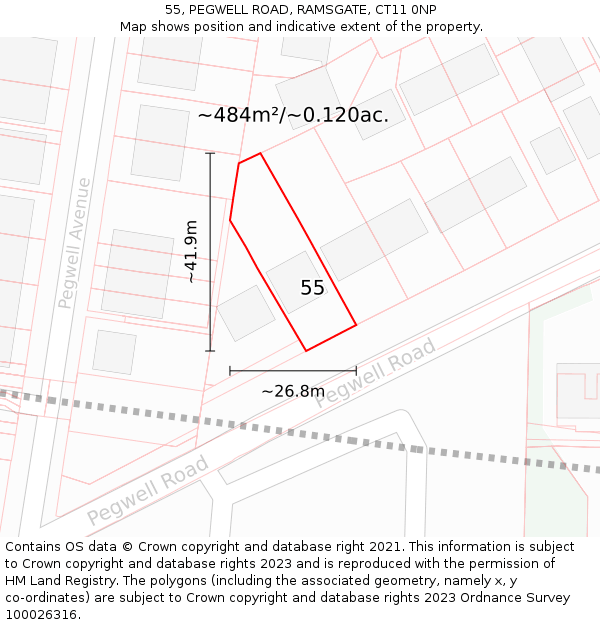 55, PEGWELL ROAD, RAMSGATE, CT11 0NP: Plot and title map