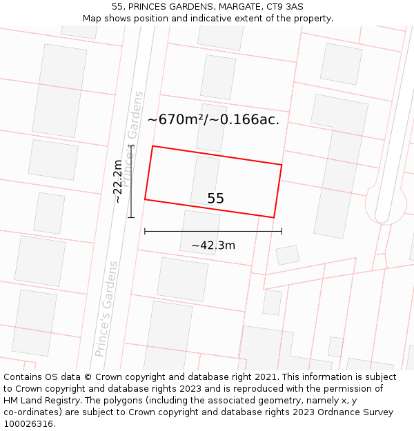 55, PRINCES GARDENS, MARGATE, CT9 3AS: Plot and title map