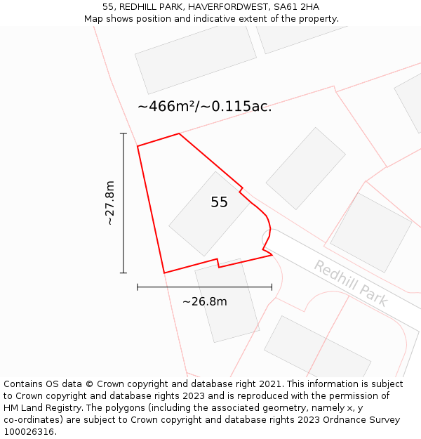 55, REDHILL PARK, HAVERFORDWEST, SA61 2HA: Plot and title map