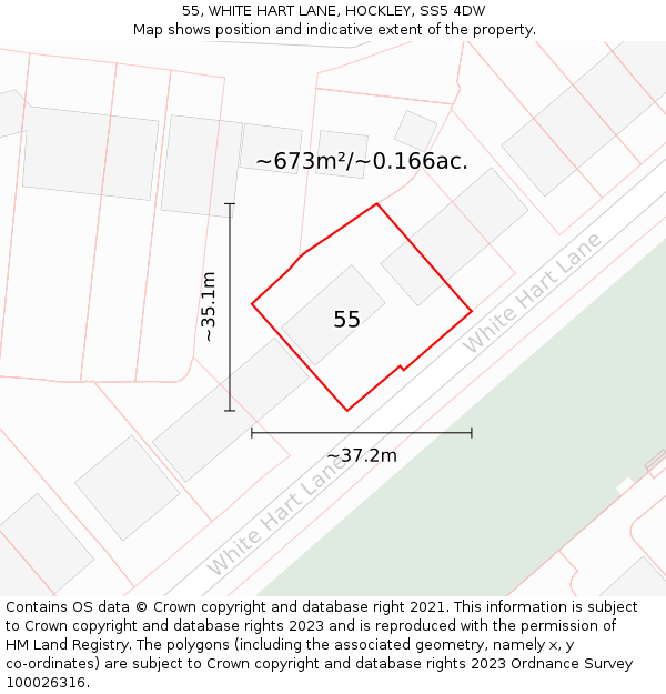 55, WHITE HART LANE, HOCKLEY, SS5 4DW: Plot and title map