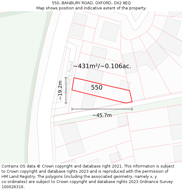 550, BANBURY ROAD, OXFORD, OX2 8EQ: Plot and title map