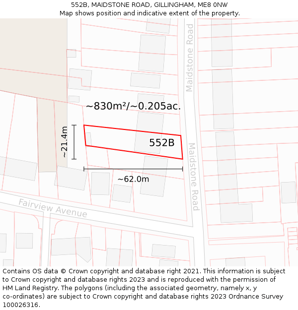 552B, MAIDSTONE ROAD, GILLINGHAM, ME8 0NW: Plot and title map