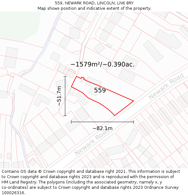 559, NEWARK ROAD, LINCOLN, LN6 8RY: Plot and title map
