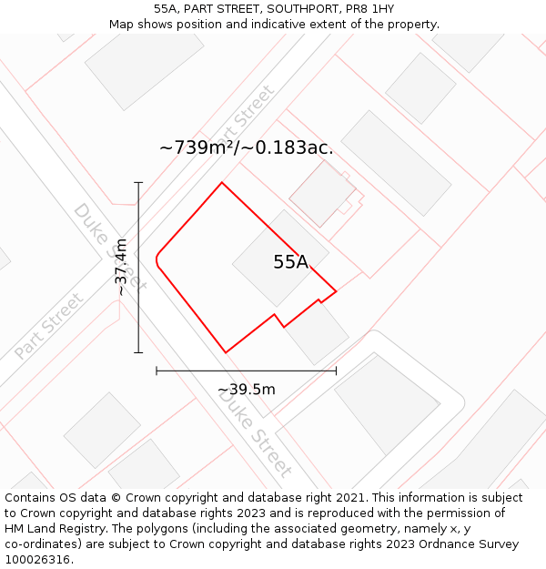 55A, PART STREET, SOUTHPORT, PR8 1HY: Plot and title map