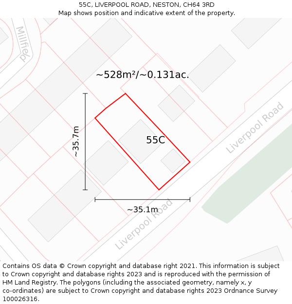 55C, LIVERPOOL ROAD, NESTON, CH64 3RD: Plot and title map