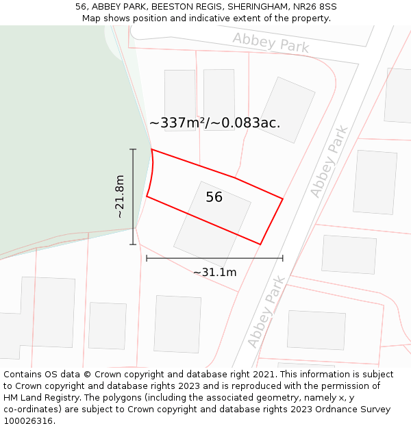 56, ABBEY PARK, BEESTON REGIS, SHERINGHAM, NR26 8SS: Plot and title map