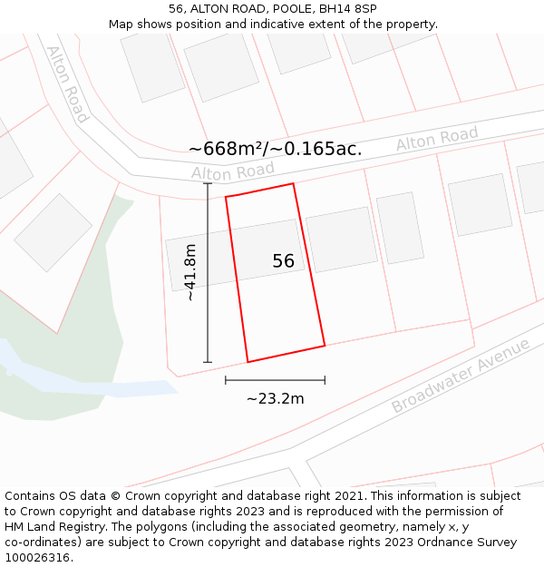 56, ALTON ROAD, POOLE, BH14 8SP: Plot and title map
