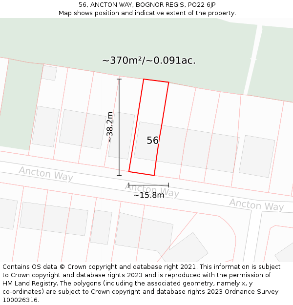 56, ANCTON WAY, BOGNOR REGIS, PO22 6JP: Plot and title map