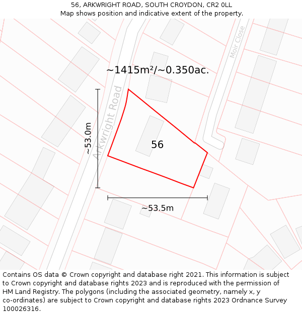56, ARKWRIGHT ROAD, SOUTH CROYDON, CR2 0LL: Plot and title map