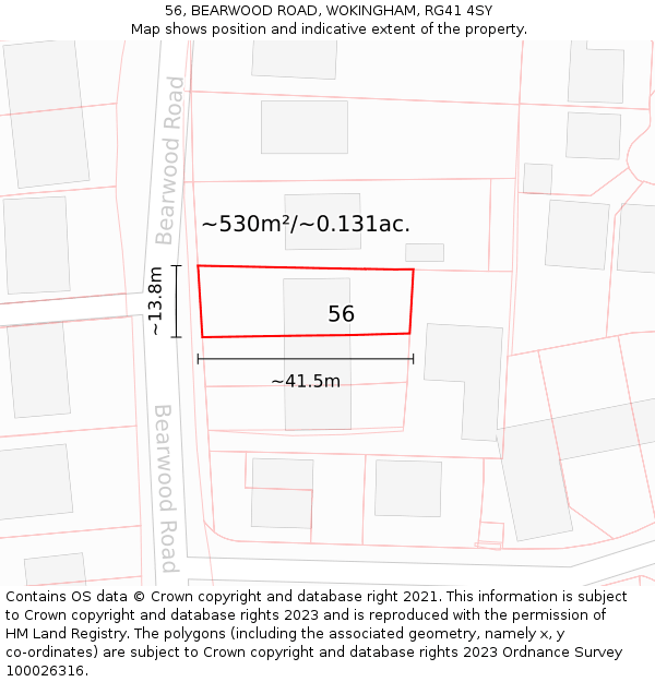 56, BEARWOOD ROAD, WOKINGHAM, RG41 4SY: Plot and title map