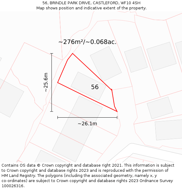 56, BRINDLE PARK DRIVE, CASTLEFORD, WF10 4SH: Plot and title map